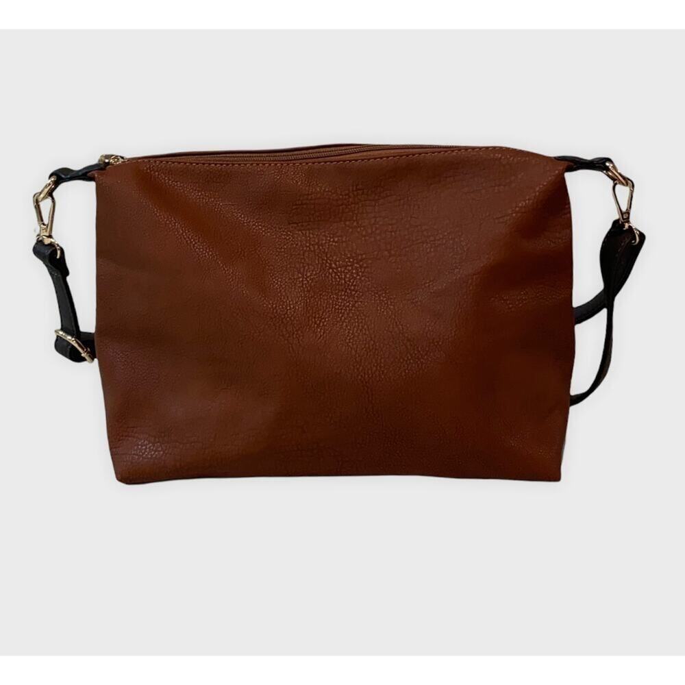 Black Rivet Black‎ Crossbody Bag Gold Tone Hardware Adjustable Stra